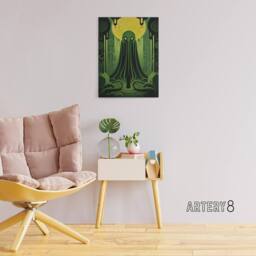 "Artery8 Rise Of Cthulhu Lovecraft Canvas Wall Art Print in Green - Size: W18"" x H24""" - thumbnail 3
