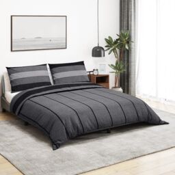 Berkfield Home Duvet Cover Set Dark Grey 200x200 cm Cotton