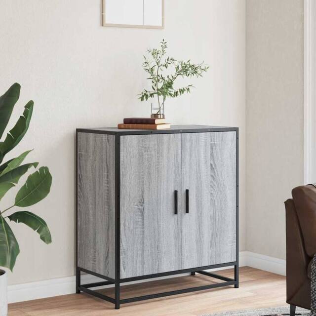 Berkfield Home Sideboard Grey Sonoma 68x35x76 cm Engineered Wood & Metal - Size: 68 x 35 x 76 cm - image 1