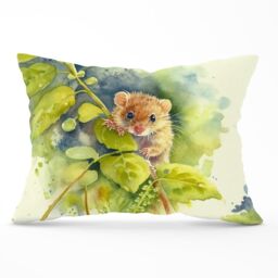 Warren Reed - Designer Dormouse Watercolour Cushions in Brown - Size: 60 cm x 60 cm - thumbnail 1