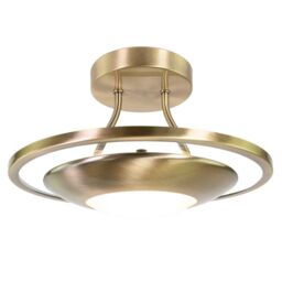 Happy Homewares Semi Flush Energy Saving LED Ceiling Light in Brushed Metal Finish in Metallic Gold