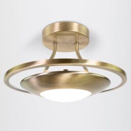 Happy Homewares Semi Flush Energy Saving LED Ceiling Light in Brushed Metal Finish in Metallic Gold - thumbnail 3