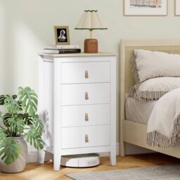 HOMCOM Chest of Drawers, Modern 4 Drawer Dresser in White - thumbnail 1