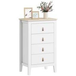 HOMCOM Chest of Drawers, Modern 4 Drawer Dresser in White - thumbnail 2