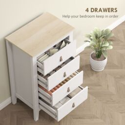HOMCOM Chest of Drawers, Modern 4 Drawer Dresser in White - thumbnail 4