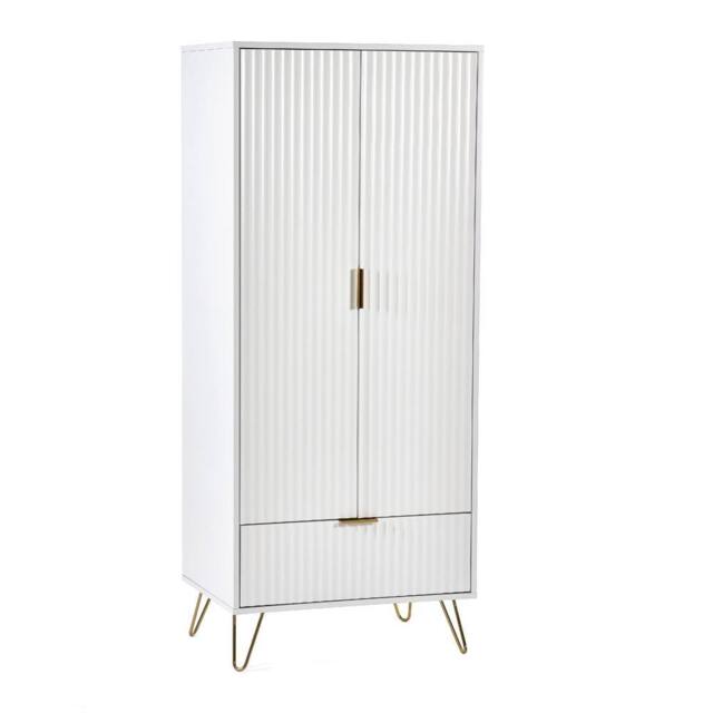 Cheshire Premium Siena 2 Door & 1 Drawer Wardrobe in White - image 1