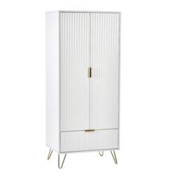 Cheshire Premium Siena 2 Door & 1 Drawer Wardrobe in White - thumbnail 1