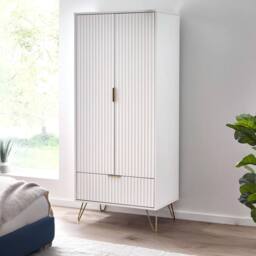 Cheshire Premium Siena 2 Door & 1 Drawer Wardrobe in White - thumbnail 3
