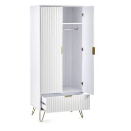 Cheshire Premium Siena 2 Door & 1 Drawer Wardrobe in White - thumbnail 2