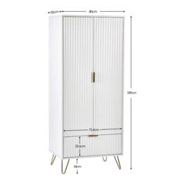 Cheshire Premium Siena 2 Door & 1 Drawer Wardrobe in White - thumbnail 4