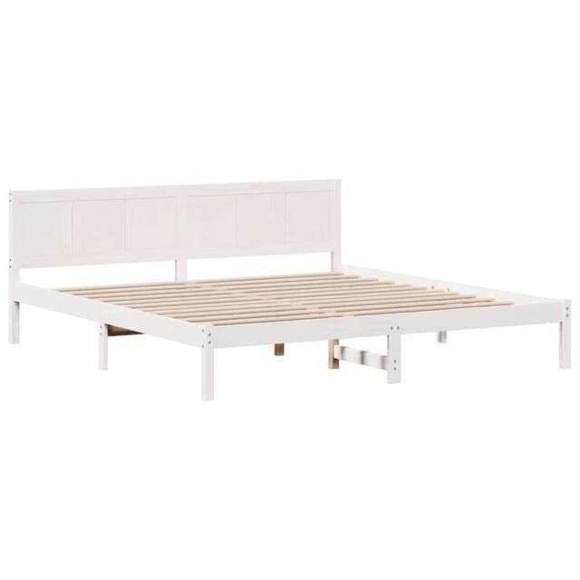 Berkfield Home White Pine Wood Bed Frame White Solid Pine wood 180 x 200 cm - image 1