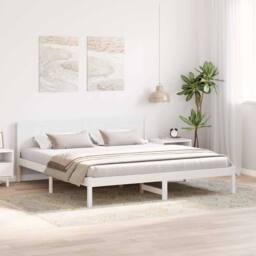 Berkfield Home White Pine Wood Bed Frame White Solid Pine wood 180 x 200 cm - thumbnail 4