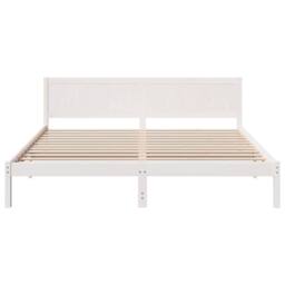 Berkfield Home White Pine Wood Bed Frame White Solid Pine wood 180 x 200 cm - thumbnail 5