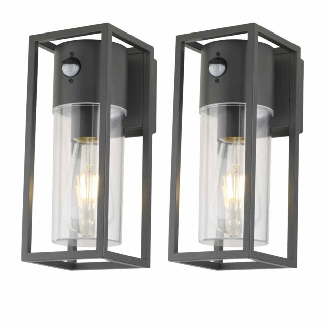 First Choice Lighting Set of 2 Hale - Black Motion Sensor Outdoor Wall Lights - image 1
