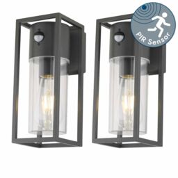 First Choice Lighting Set of 2 Hale - Black Motion Sensor Outdoor Wall Lights - thumbnail 2