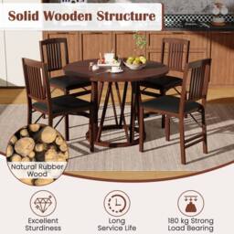 Costway Folding Dining Chairs Set of 2 Foldable Upholstered Kitchen Chairs Brown - thumbnail 6