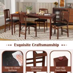 Costway Folding Dining Chairs Set of 2 Foldable Upholstered Kitchen Chairs Brown - thumbnail 4