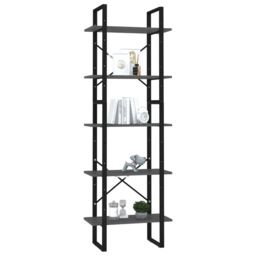 Berkfield Home 5-Tier Book Cabinet Grey 60x30x175 cm Engineered Wood - Size: 60 x 30 x 175 cm - thumbnail 3