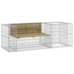 Berkfield Home Garden Bench with Gabion Basket Impregnated Wood Pine in Brown - thumbnail 2
