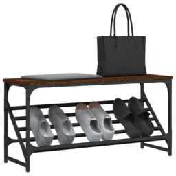 Berkfield Home Shoe Rack Brown Oak 90x30x45 cm Engineered Wood - Size: 90 x 30 x 45 cm - thumbnail 3