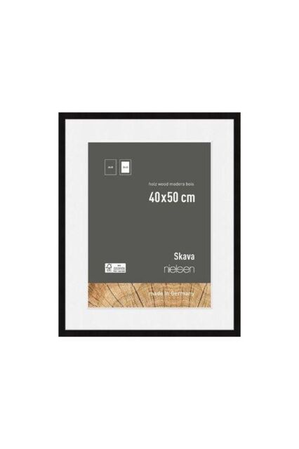 nielsen Skava 40 x 50cm Wooden Picture Frame With 30x40cm Mount & Glass Front in Black - Size: 40 x 50 cm - image 1