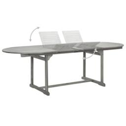 Berkfield Home Durable Garden Dining Table (160-240)x100x75 cm Solid Acacia Wood in Grey - thumbnail 4
