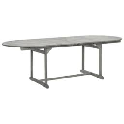 Berkfield Home Durable Garden Dining Table (160-240)x100x75 cm Solid Acacia Wood in Grey - thumbnail 3
