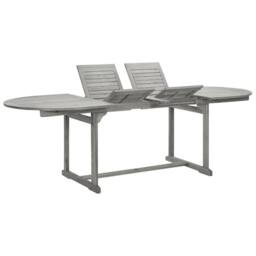 Berkfield Home Durable Garden Dining Table (160-240)x100x75 cm Solid Acacia Wood in Grey - thumbnail 2