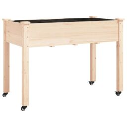 Berkfield Home Wheeled Planter with Liner 118x59x80 cm Solid Wood Fir in Brown - Size: 118 x 59 x 80 cm - thumbnail 2