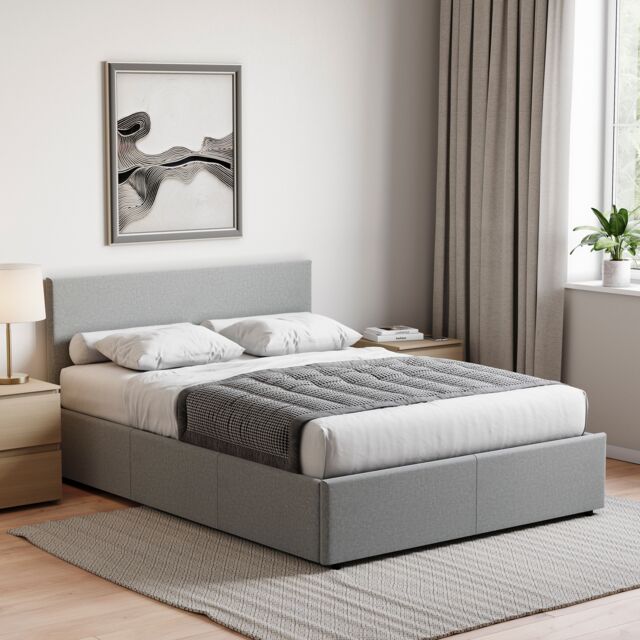 Home Discount Vida Designs Veronica Double Ottoman Bed Frame Velvet Fabric UKFR in Light Grey - image 1