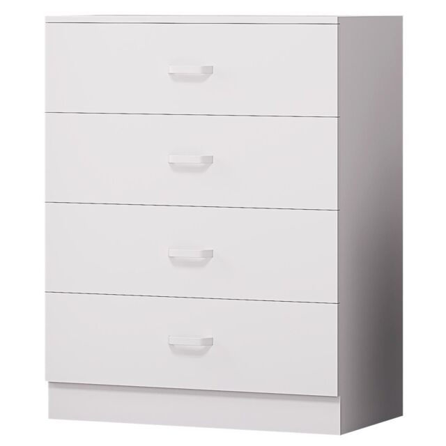 FWStyle White 4 Drawer Chest Of Drawers Metal Handles Scratch Resistant - image 1