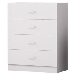 FWStyle White 4 Drawer Chest Of Drawers Metal Handles Scratch Resistant