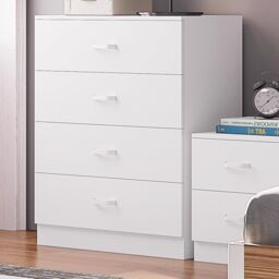 FWStyle White 4 Drawer Chest Of Drawers Metal Handles Scratch Resistant - thumbnail 2