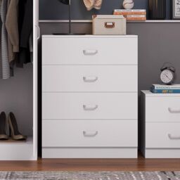 FWStyle White 4 Drawer Chest Of Drawers Metal Handles Scratch Resistant - thumbnail 3
