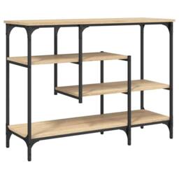 Berkfield Home Console Table with Shelves Sonoma Oak 100x35x75 cm in Light Oak - Size: 100 x 35 x 75 cm - thumbnail 6