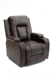 More4Homes Oscar Pushback Recliner Bonded Leather w Cupholders Chair in Brown - thumbnail 2