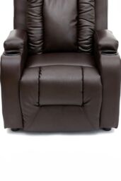 More4Homes Oscar Pushback Recliner Bonded Leather w Cupholders Chair in Brown - thumbnail 6