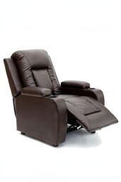More4Homes Oscar Pushback Recliner Bonded Leather w Cupholders Chair in Brown - thumbnail 3