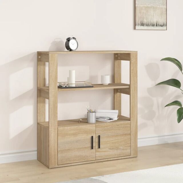 Berkfield Home Sideboard Sonoma Oak 80x30x90 cm Engineered Wood in Brown - Size: 80 x 30 x 90 cm - image 1