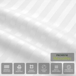 Grace Premium Satin Stripe Duvet Cover Set Soft Breathable Bedding in White - Size: Super King - thumbnail 5