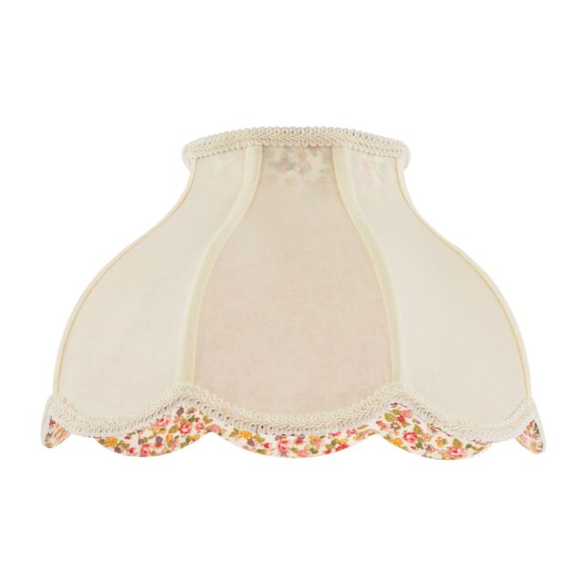 Happy Homewares Cream Victorian Lamp Shade with Scallop Edges & Floral Inner Lining - Size: 14 inches - image 1