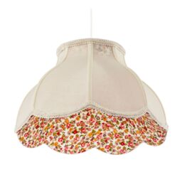 Happy Homewares Cream Victorian Lamp Shade with Scallop Edges & Floral Inner Lining - Size: 14 inches - thumbnail 4