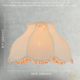 Happy Homewares Cream Victorian Lamp Shade with Scallop Edges & Floral Inner Lining - Size: 14 inches - thumbnail 7