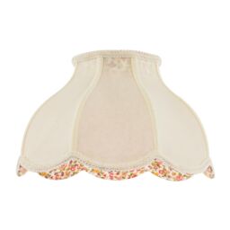 Happy Homewares Cream Victorian Lamp Shade with Scallop Edges & Floral Inner Lining - Size: 14 inches