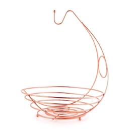 NESTLUNE Large Fruit Bowl Holder with Banana Hanger Hook in Rose Gold - thumbnail 3