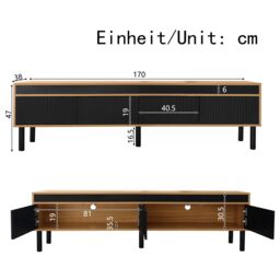 Matteo Modern Black & Natural Wood Effect TV Unit with Push-Open Doors - thumbnail 5