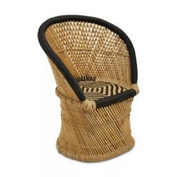 Orsina Comfortable Natural & Grey Chair & Stool, Handwoven Rattan Design Armchair, Bamboo Chair in Black - thumbnail 4