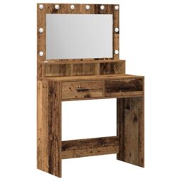 Berkfield Home Dressing Table with LED Lights - Rustic Wood - 79x41x135 cm in Brown - Size: 79 x 41 x 135 cm - thumbnail 2