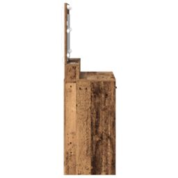 Berkfield Home Dressing Table with LED Lights - Rustic Wood - 79x41x135 cm in Brown - Size: 79 x 41 x 135 cm - thumbnail 6