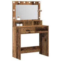 Berkfield Home Dressing Table with LED Lights - Rustic Wood - 79x41x135 cm in Brown - Size: 79 x 41 x 135 cm - thumbnail 3
